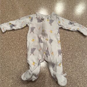 Carter's Easter White and Gray Bunny Print Footie